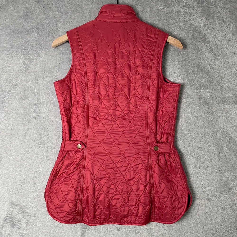 Barbour Wray Gilet Vest Womens 4 Red Quilted‎ Fleece Lined Country Quiet Luxury - Picture 2 of 11